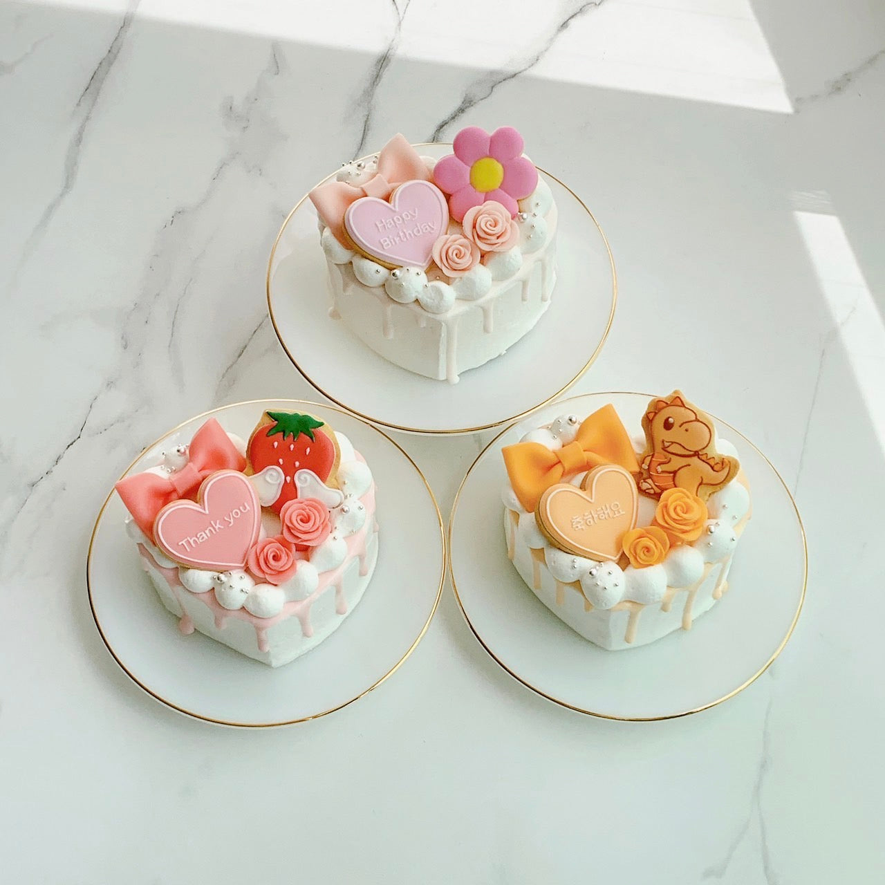 手書きクッキー付きハート型ドリップセミオーダーケーキ