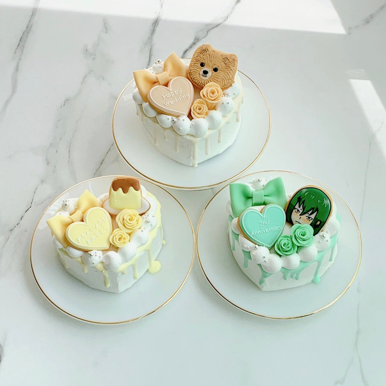手書きクッキー付きハート型ドリップセミオーダーケーキ