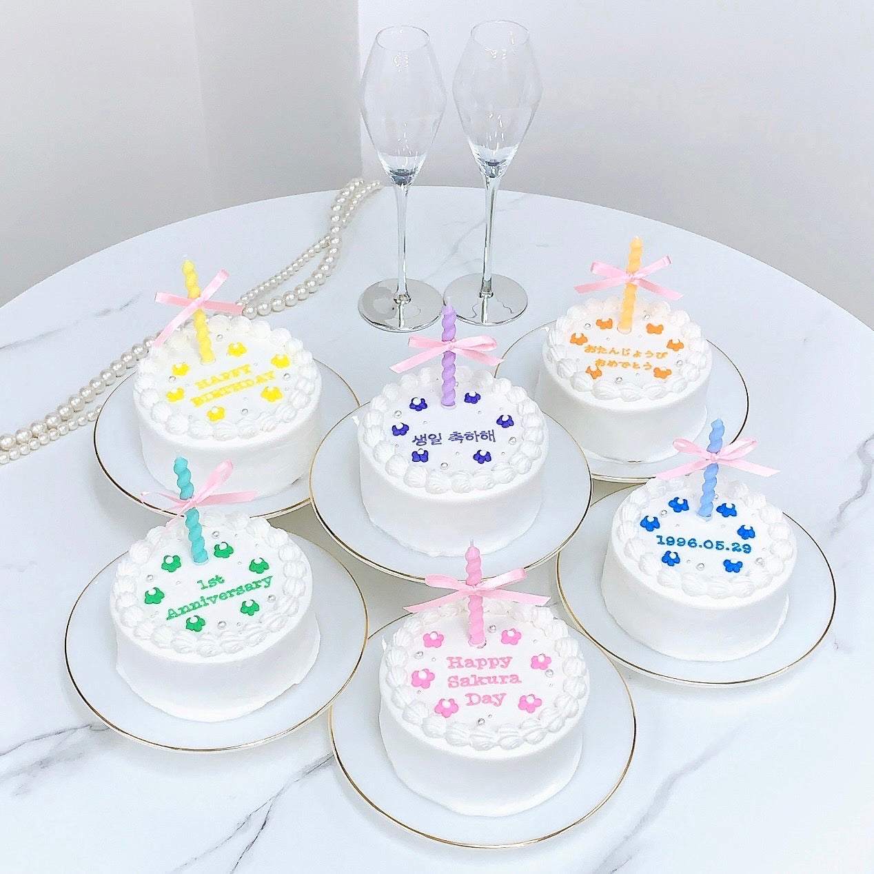 \お花柄/リボンキャンドル付き✧フラワーケーキ