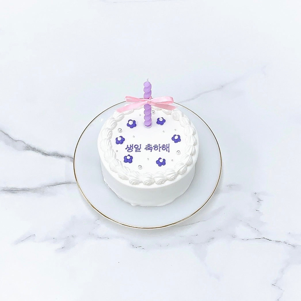 \お花柄/リボンキャンドル付き✧フラワーケーキ