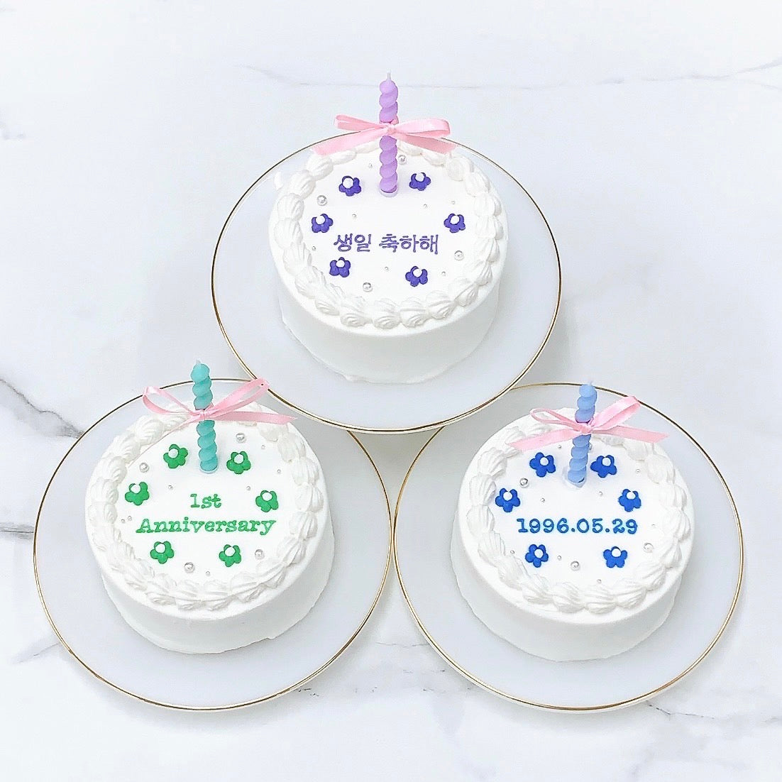 \お花柄/リボンキャンドル付き✧フラワーケーキ