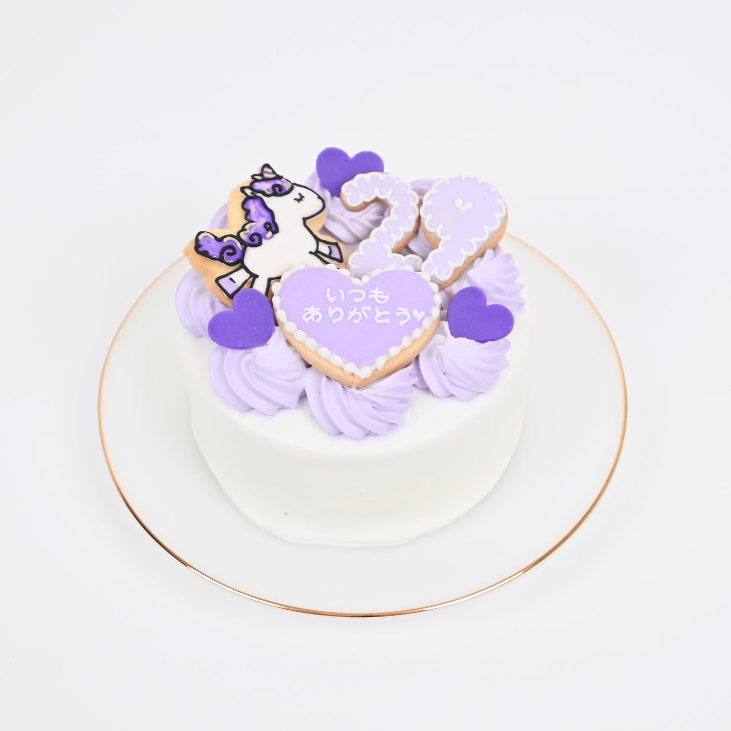 お好きなイラストクッキー付き♪ セミオーダーハートケーキ