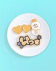 雪だるま&雪の結晶うちわ文字クッキーセット