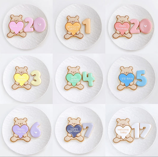 モコモコくまちゃんプレート&数字クッキーセット