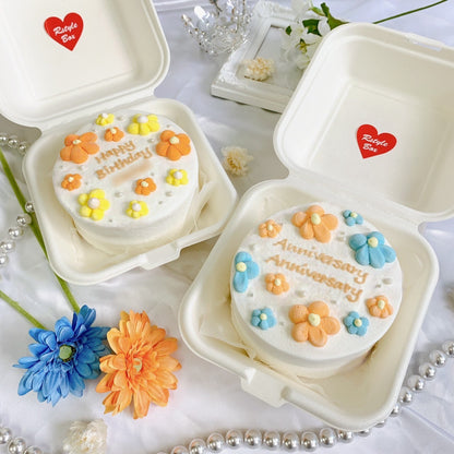 2色のフラワーランチボックスケーキ