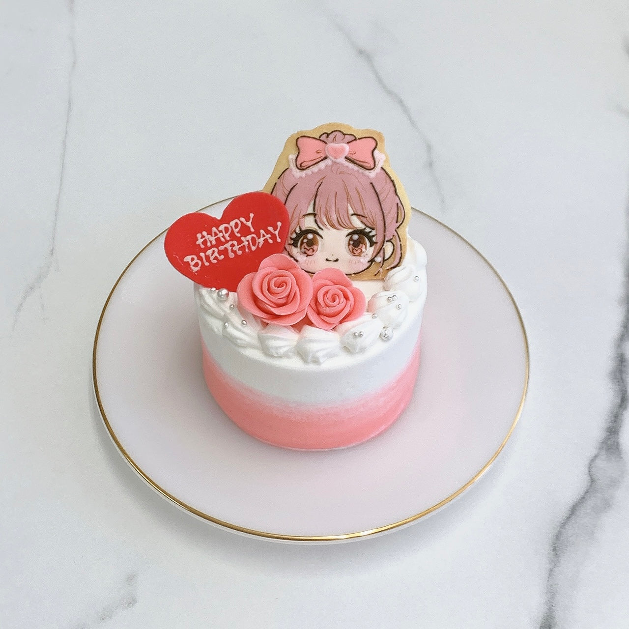［3号ケーキ］手書きクッキー付き 小さめセミオーダーケーキ