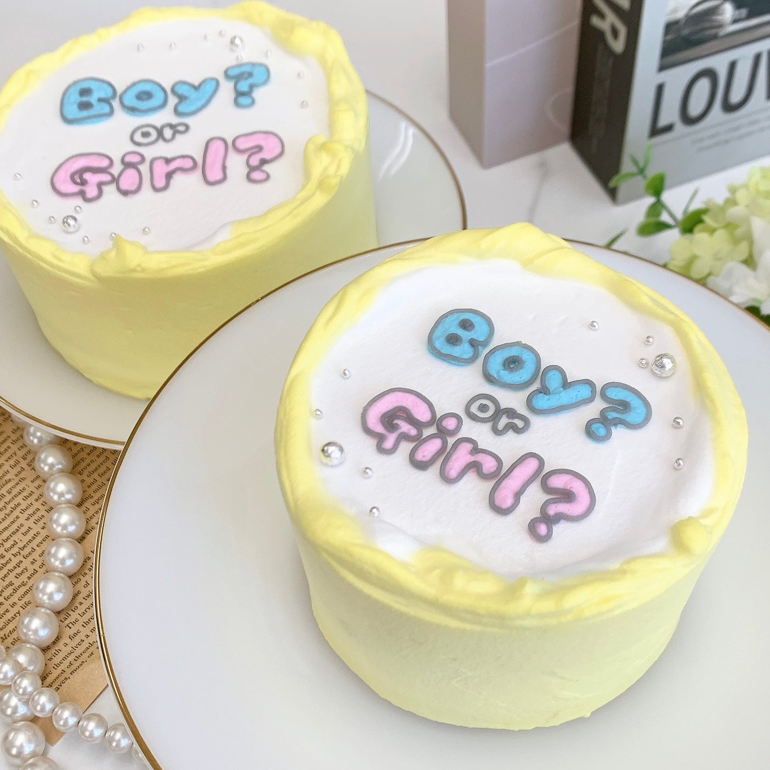 ［ジェンダーリビール］レタリングセンイルケーキ《 性別発表｜妊娠｜赤ちゃん｜センイルケーキ｜ウェルカムケーキ 》