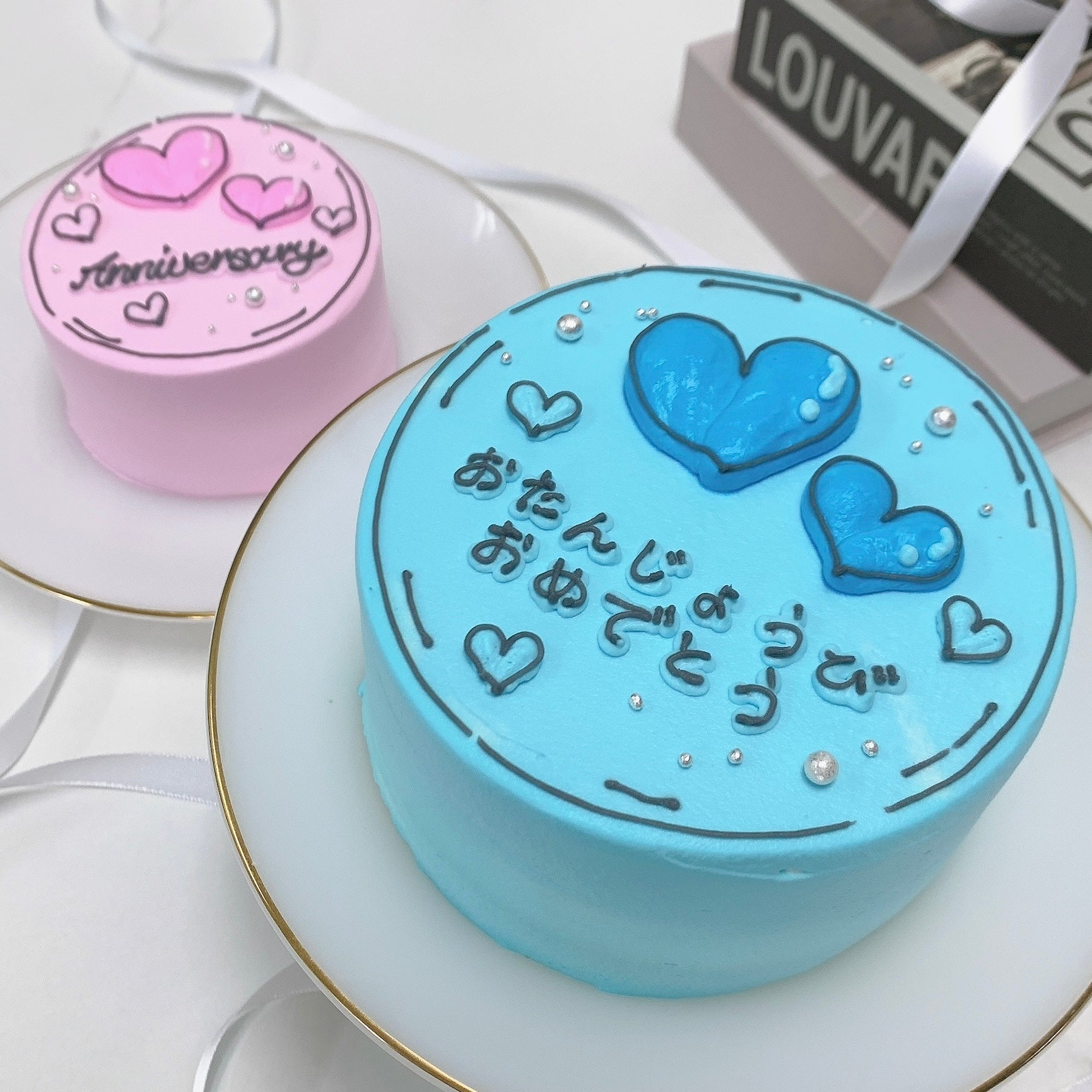 2Dケーキ ハートイラストセンイルケーキ