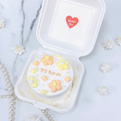 2色のフラワーランチボックスケーキ