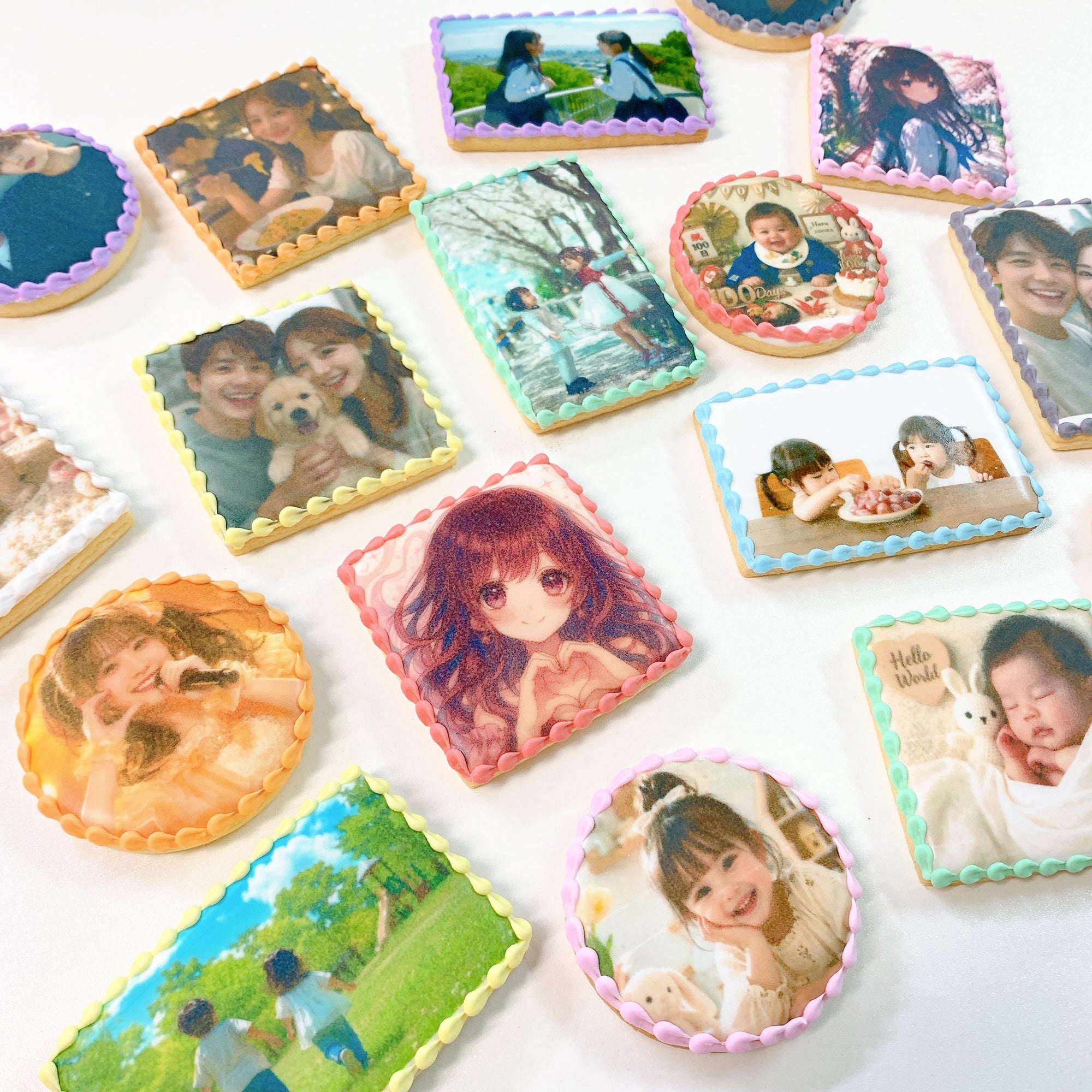 選べる9色のプリントクッキー｜ お好きなお写真をプリントします｜1枚から注文OK！