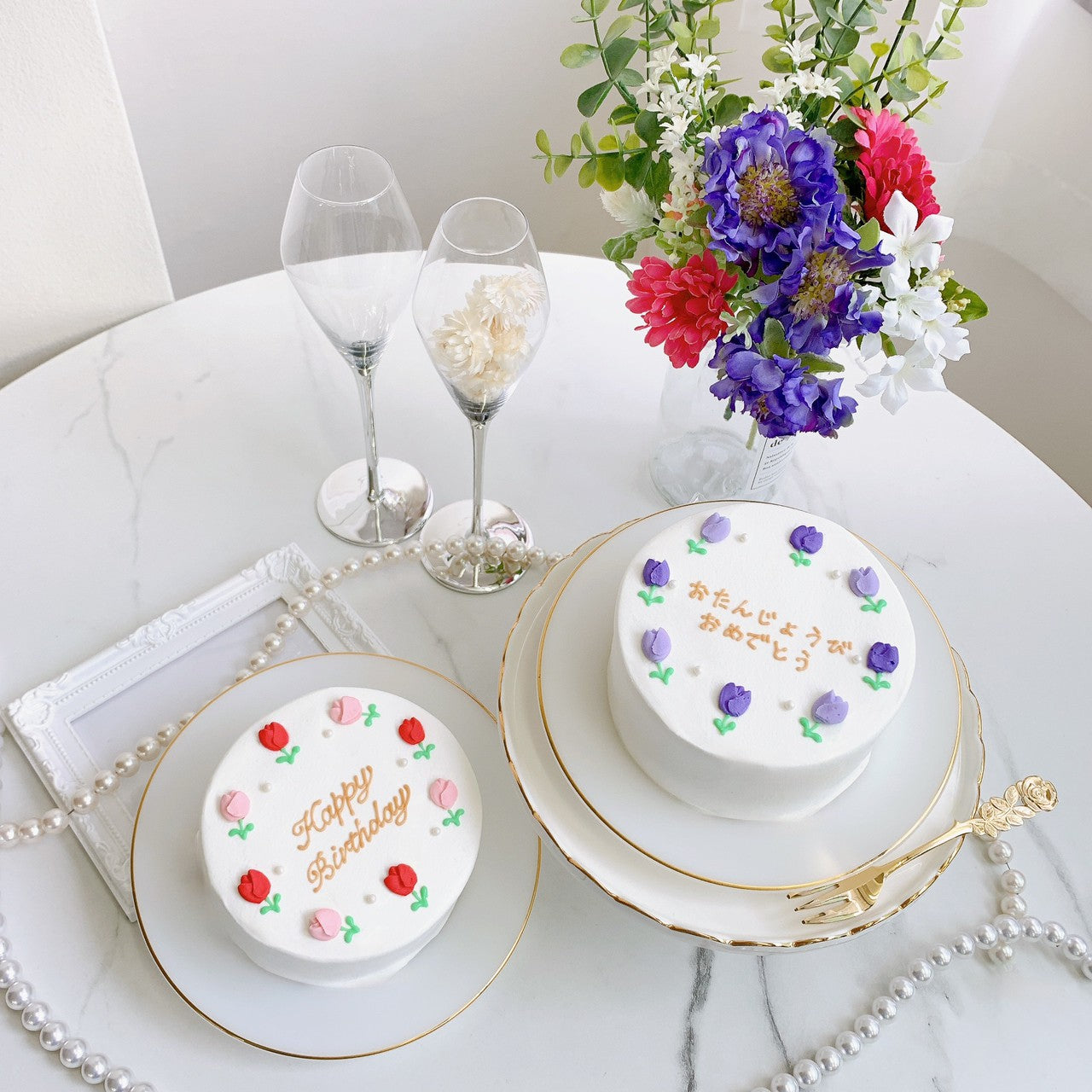 フラワーケーキ 〜お花は2色選べます♪〜