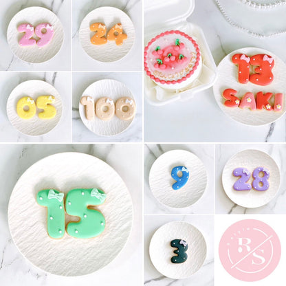 リボン付きドット数字クッキー