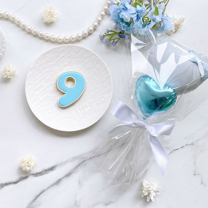 線囲みシンプル数字アイシングクッキー