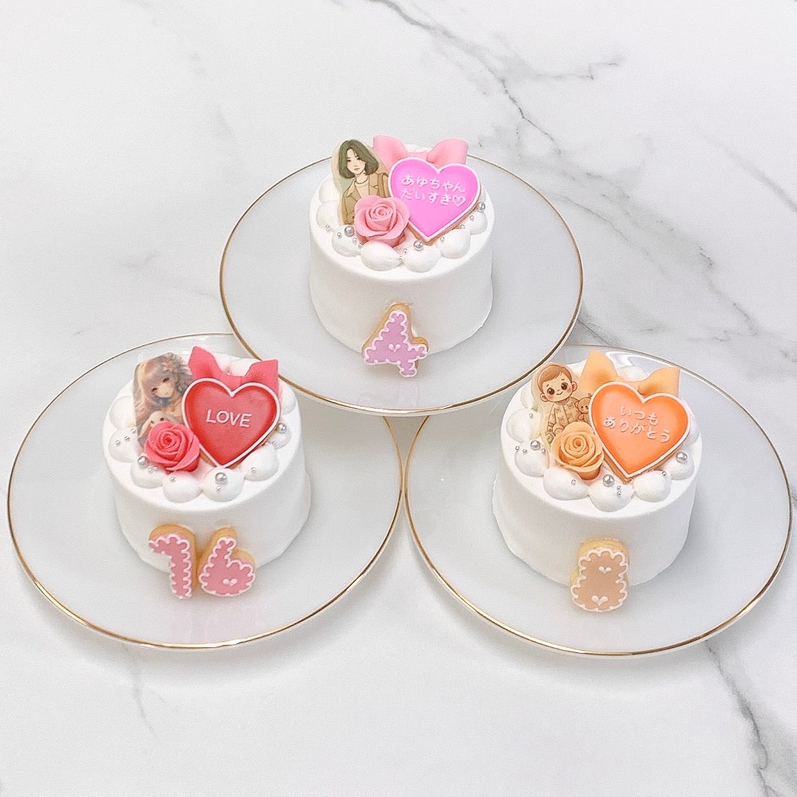 ナンバークッキー付き ライトセミオーダー写真ケーキ