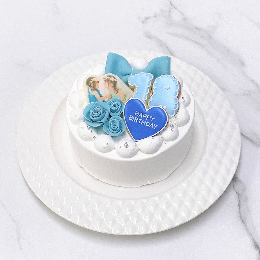 ナンバークッキー付き ライトセミオーダー写真ケーキ