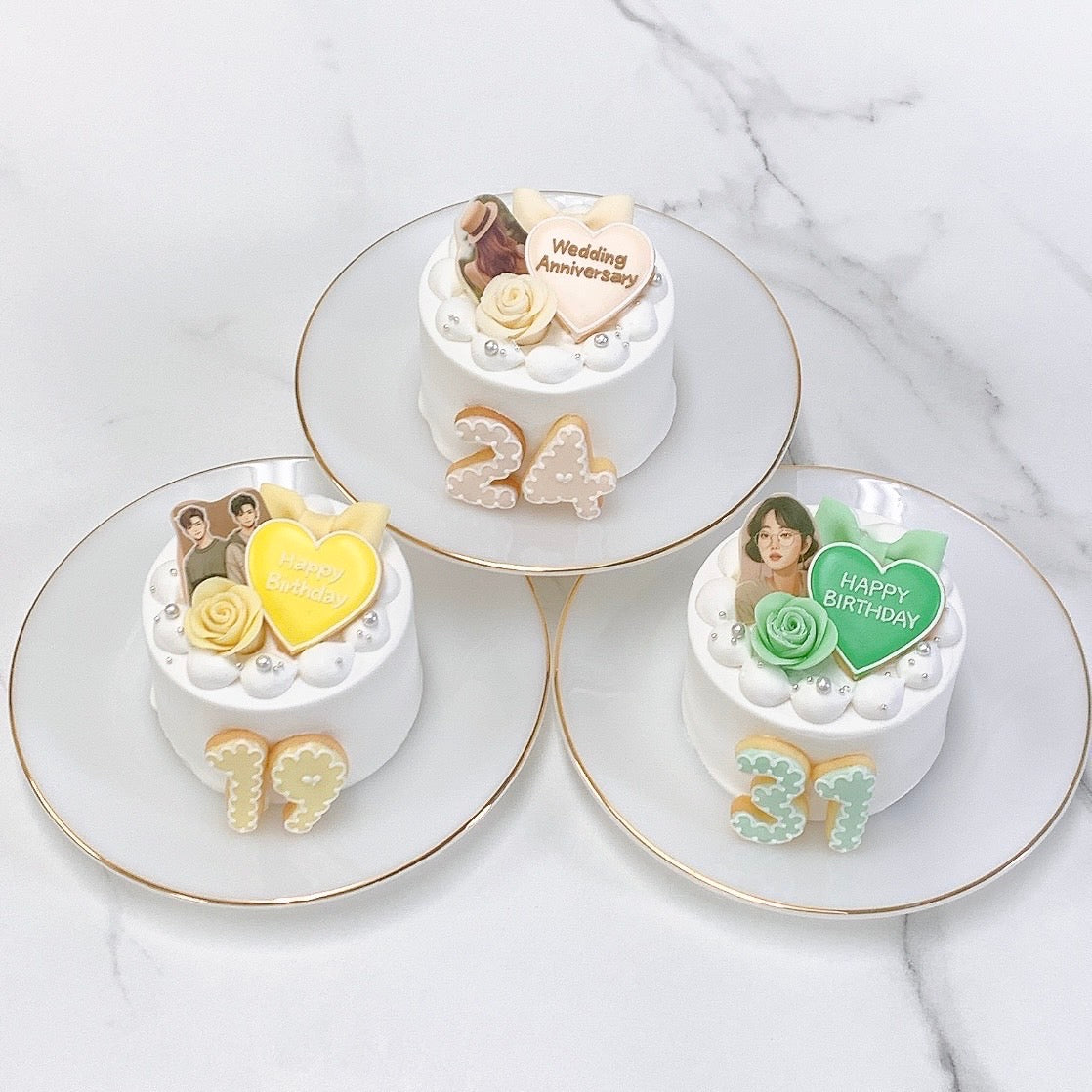 ナンバークッキー付き ライトセミオーダー写真ケーキ