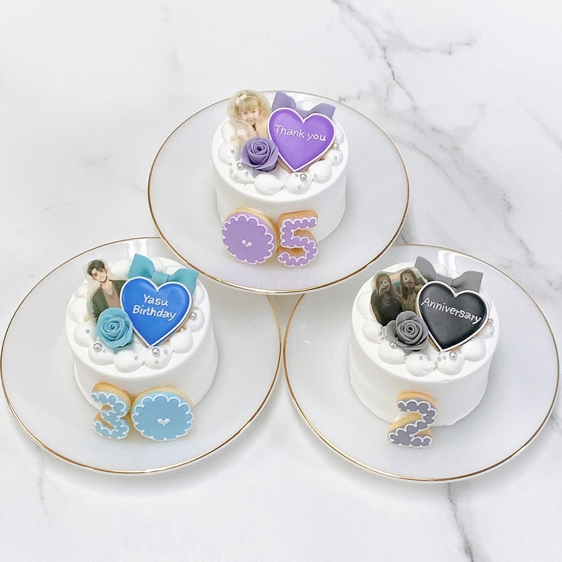 ナンバークッキー付き ライトセミオーダー写真ケーキ