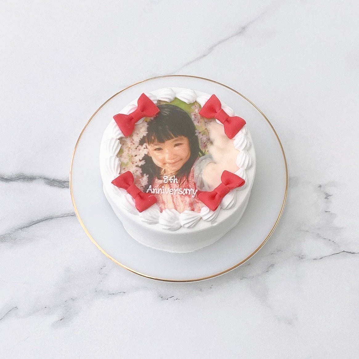 ミニリボントッピング付き 写真ケーキ