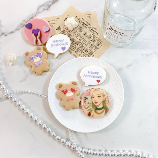 サングラスくまちゃんプリントクッキーSET ＼ケーキにのせるだけでオリジナルケーキの完成♪ ／