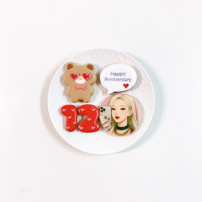 サングラスくまちゃんお祝いSET（プリントクッキー・数字・メッセージクッキー付き）＼ケーキにのせるだけでオリジナルケーキの完成♪ ／