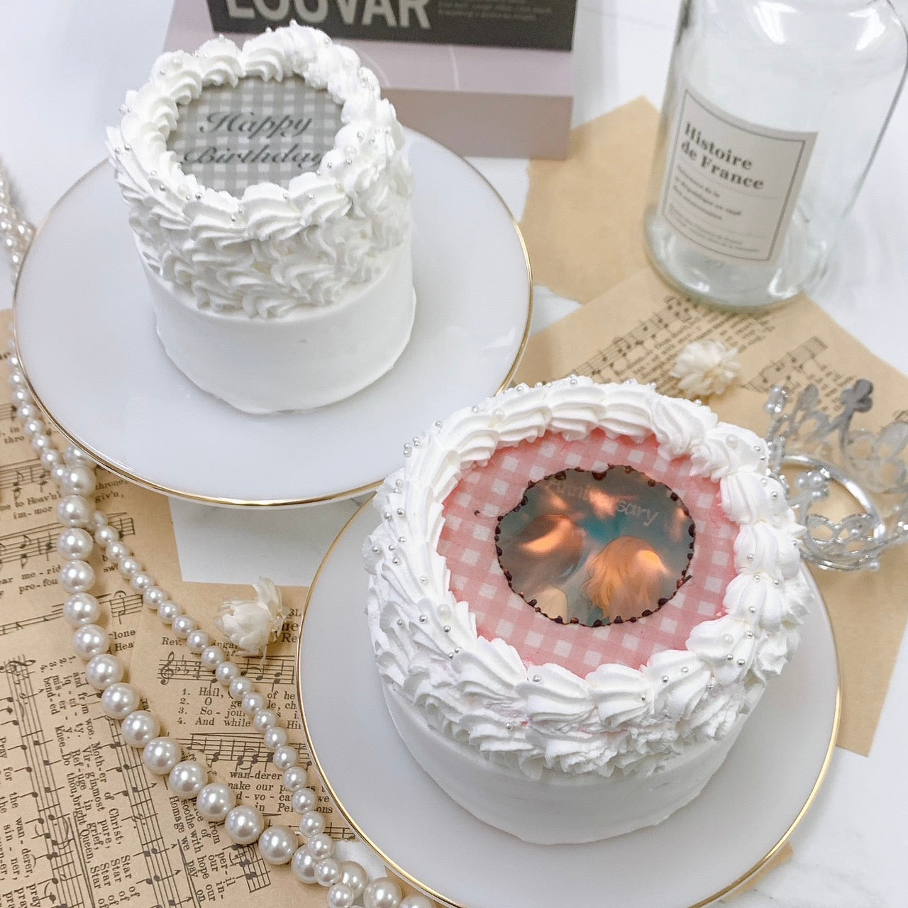 チェック柄バーンアウェイケーキ［丸型］《選べる9色｜燃える演出♪》