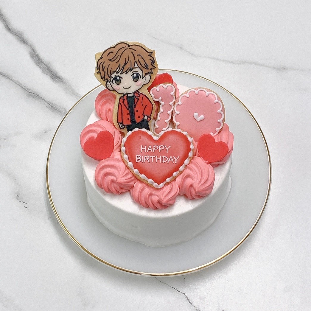 お好きなイラストクッキー付き♪ セミオーダーハートケーキ