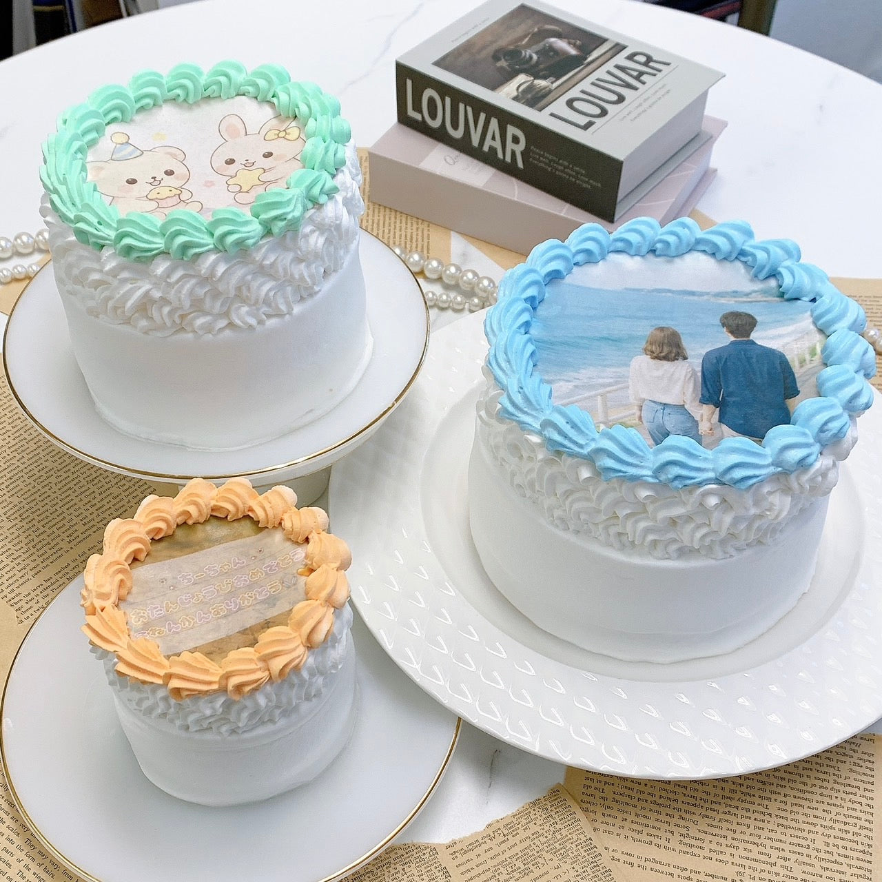 ［フルオーダー］お好きな写真2枚でつくれるバーンアウェイケーキ《燃える演出｜選べる10色》