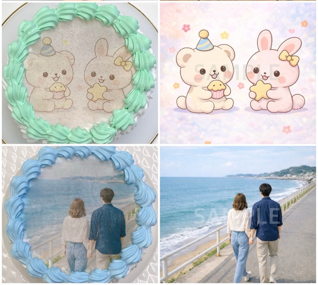 ［フルオーダー］お好きな写真2枚でつくれるバーンアウェイケーキ《燃える演出｜選べる10色》