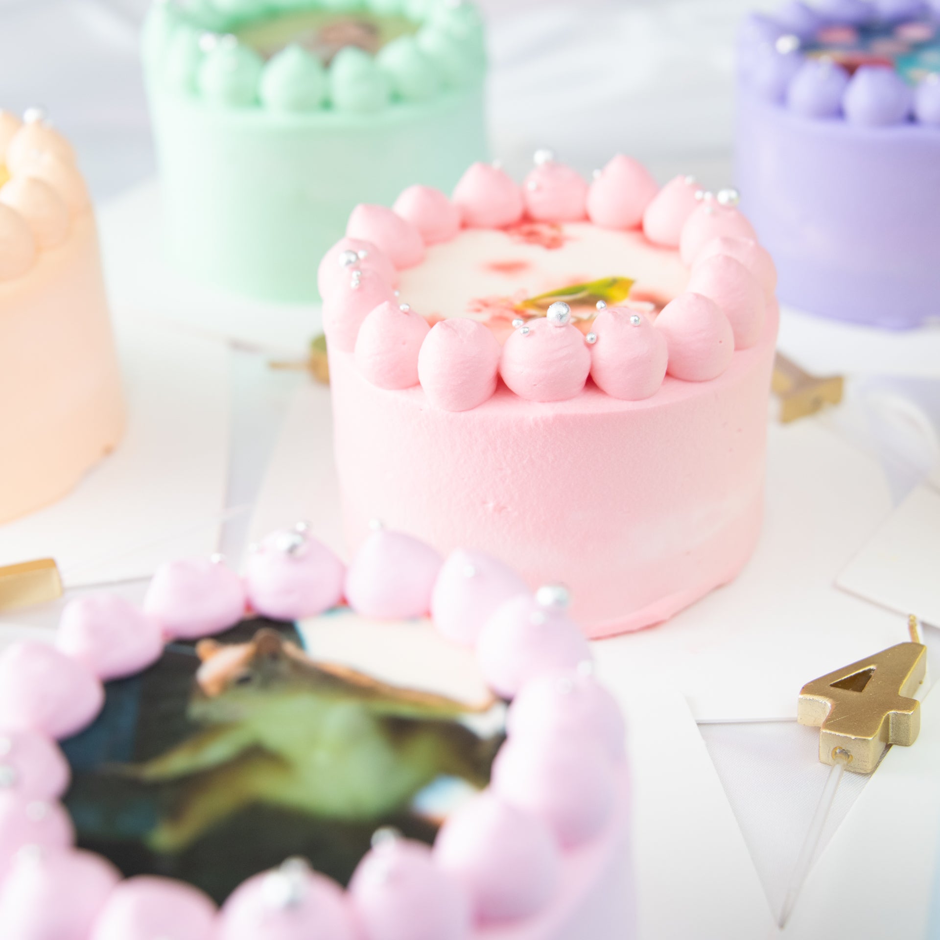 パステルカラー写真ケーキ