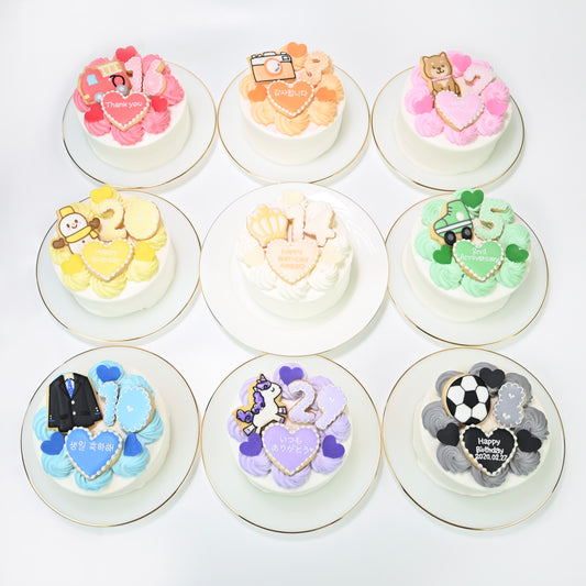 お好きなイラストクッキー付き♪ セミオーダーハートケーキ
