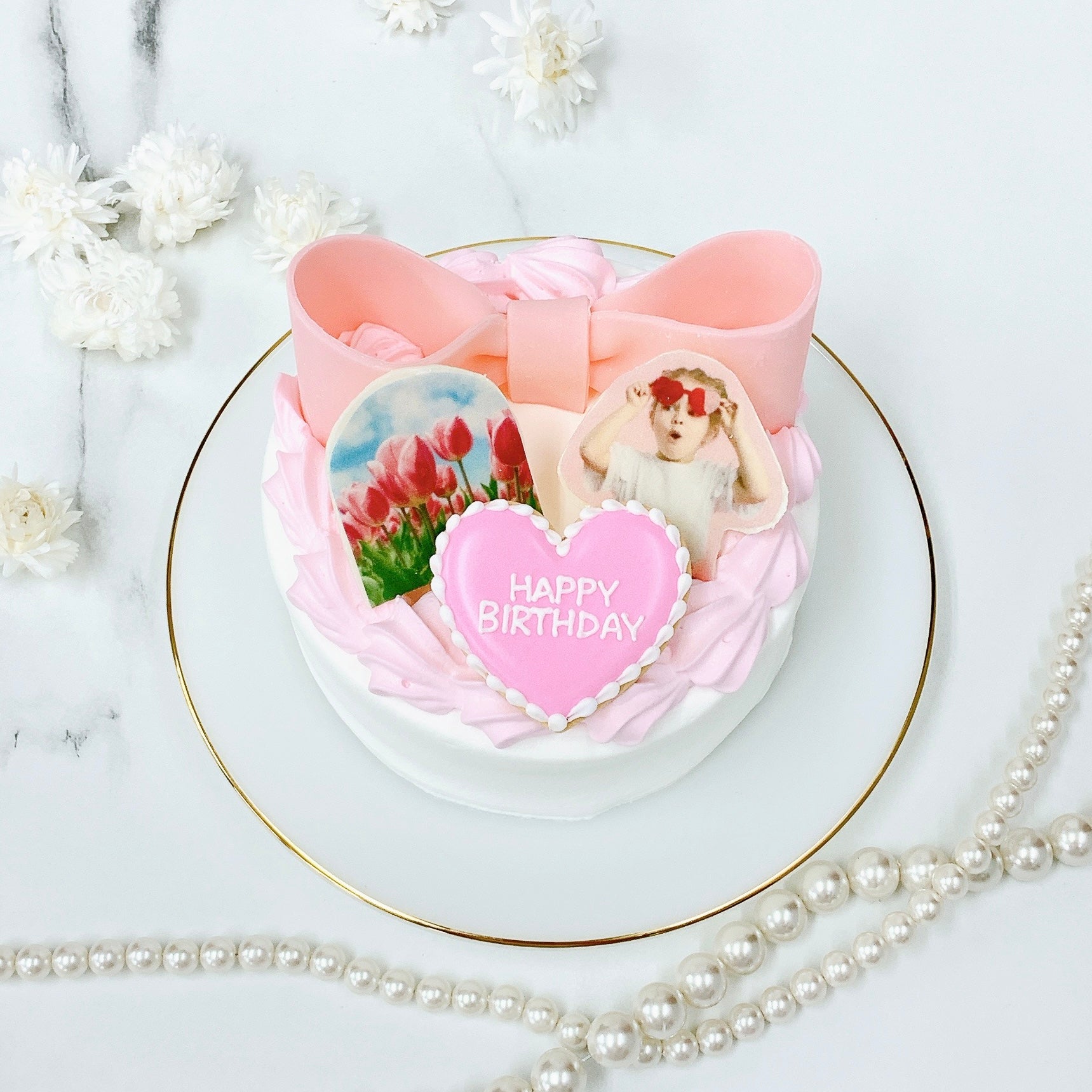 ハーフリボンプリントケーキ