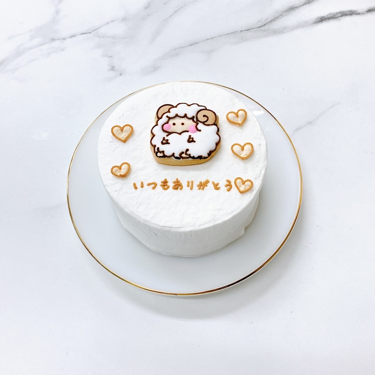 手書きクッキー付きイラストセンイルケーキ