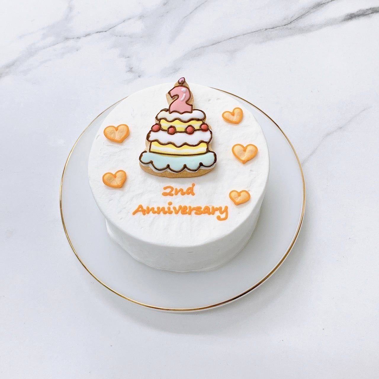 手書きクッキー付きイラストセンイルケーキ