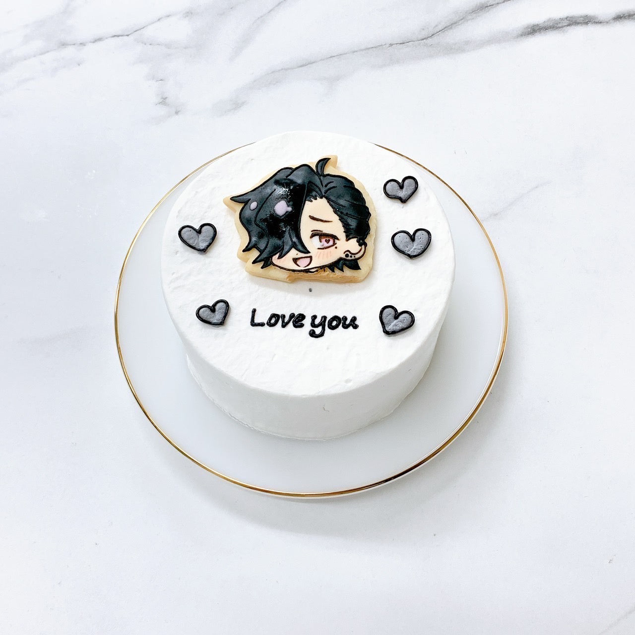 手書きクッキー付きイラストセンイルケーキ