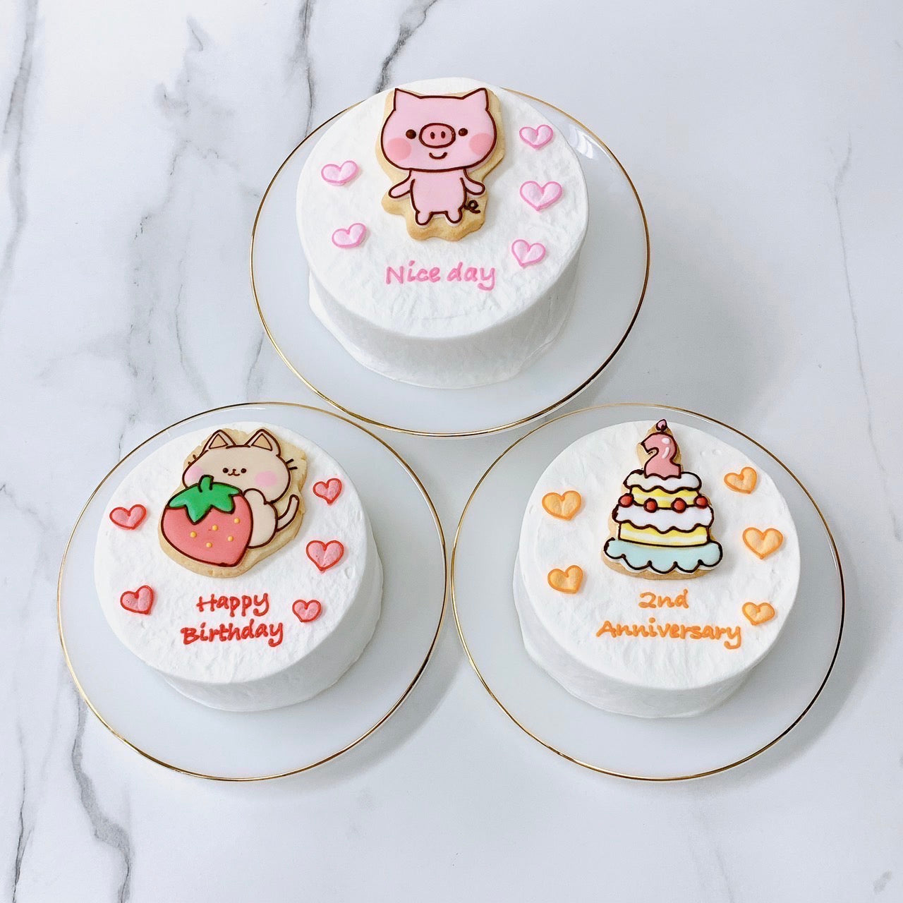 手書きクッキー付きイラストセンイルケーキ