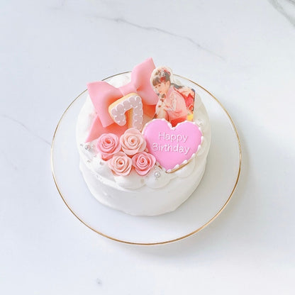 セミオーダーリボン写真ケーキ